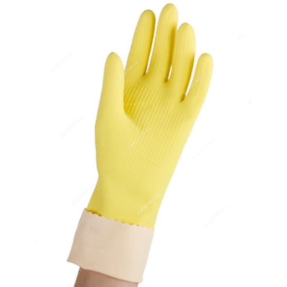 Vileda Durable Reusable Gloves, VLPC72409, Super Grip, Cotton Lining, Medium, Yellow