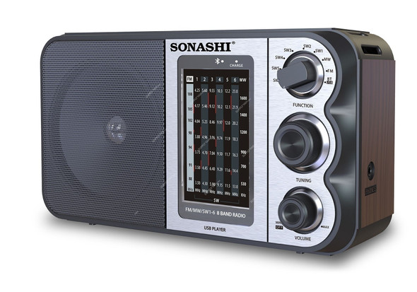Sonashi Portable Rechargeable Radio, SRR-89, 4V, 900mAh