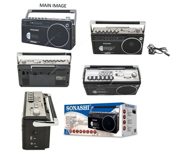 Sonashi Stereo Cassette Player, SRC-1201UB, 240VAC, 300W, Black