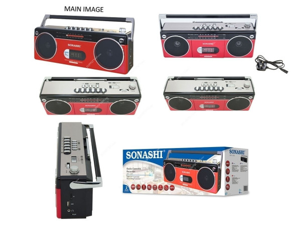 Sonashi Stereo Cassette Player, SRC-1202UB, 220-240VAC, Red