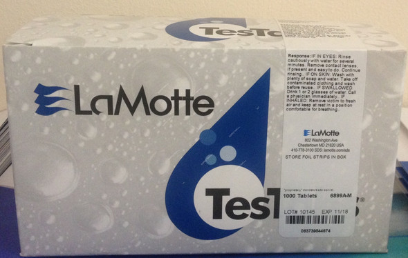 Lamotte Test Chlorine Tablet, 6899A-M, 6 pH, White, 100 Strips/BX