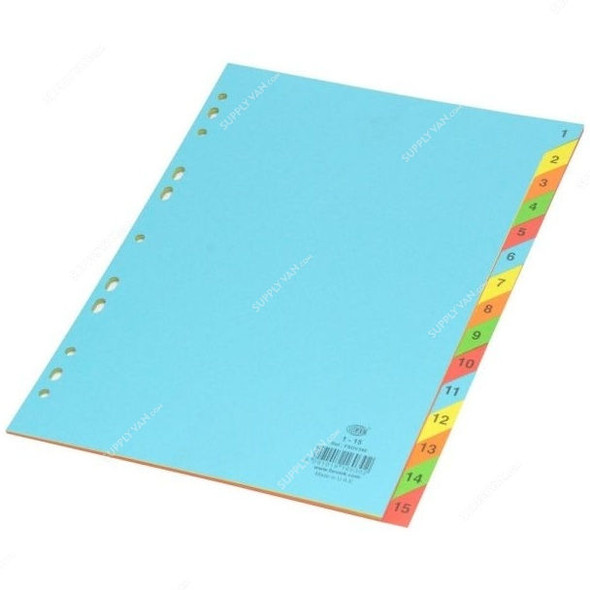 FIS Color Card Divider, (1-15) English, Paper, 160 GSM, A4, Multicolor