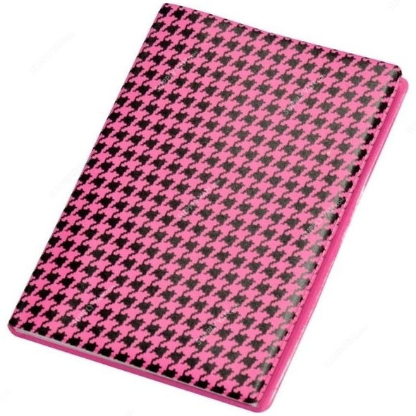 FIS 5MM Square Lines Notebook with PVC Soft Cover, FSNBP5A6100BKPI, 105 x 148MM, 100 Pages, Black and Pink