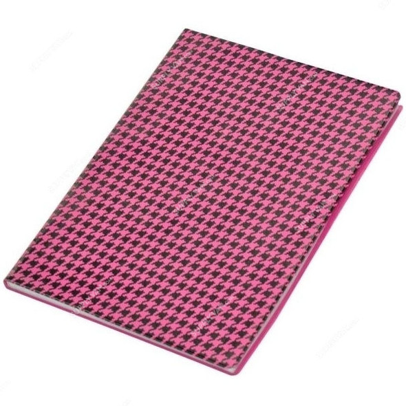 FIS 5MM Square Lines Notebook with PVC Soft Cover, FSNBP5A5100BKPI, 148 x 210MM, 100 Pages, Black and Pink