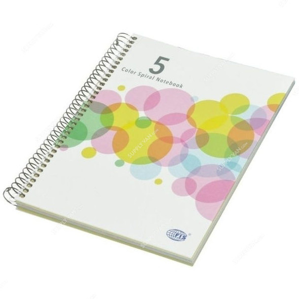 FIS Single Ruled Hard Cover Notebook with Spiral Binding, FSNBSB51005C, 176 x 250MM, 100 Pages, Multicolor