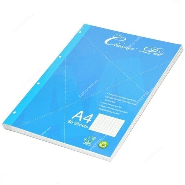 FIS 5MM Square Lines Classico Writing Pads, FSPDC3001, 210 x 297MM, 80 Pages, Blue