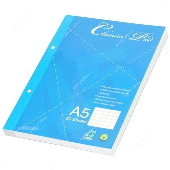 FIS Single Ruled Classico Writing Pad, FSPDC3004, 148 x 210MM, 80 Pages, Blue