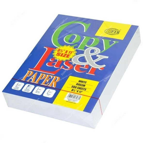 FIS Copy and Laser Photocopy Paper, FSPW8.5X11NE, Paper, 80 GSM, 500 Sheets, 8.5 x 11 inch, White, PK500