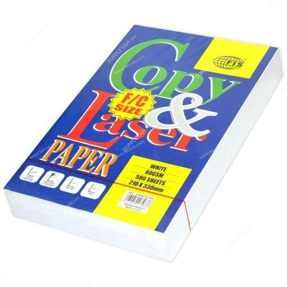 FIS Copy and Laser Photocopy Paper, FSPWFSJFNE, Paper, 80 GSM, 500 Sheets, F/S, White, PK500