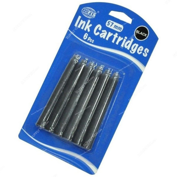 FIS Ink Cartridge, FSIK6JBK, Plastic, 57MM, PK6