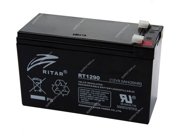 Ritar Reserve Power Battery, RT1290, 9Ah, 12VDC, 6 Cells