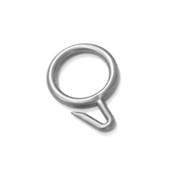 Curtain Ring With Hook, 3/4 Inch, Metal, Silver