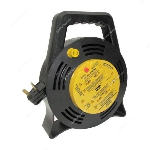 JEC 4 Way Power Extension Cable Reel, ECR-5636-10, 10 Mtrs, 250V, Black