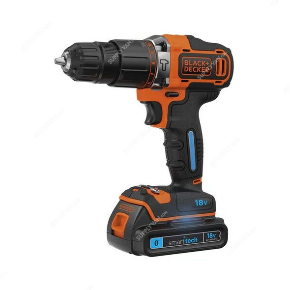 Black and Decker Smart Tech Hammer Drill Driver, BDCHD18KST-GB, 18V, 360-1400RPM