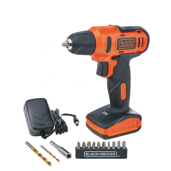 Black and Decker Drill Kit, LD12SP-B5, 12V, 13PCS, 900RPM