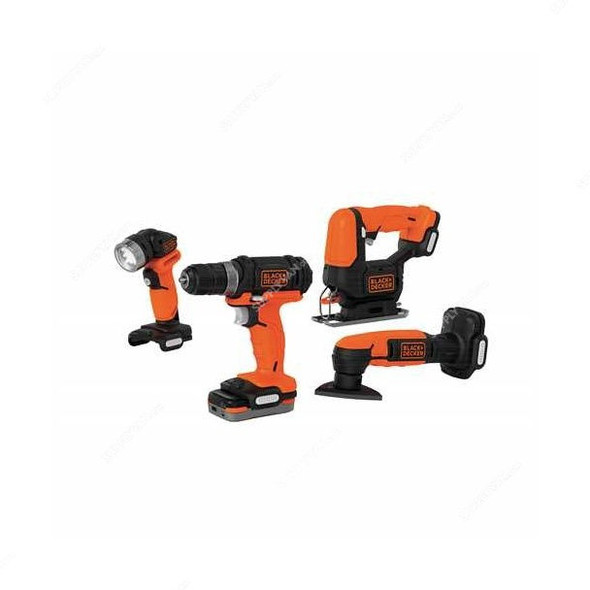 Black and Decker Drill Combo Kit, BDCK502C1-B5, Black and Orange, 4PCS, 550RPM