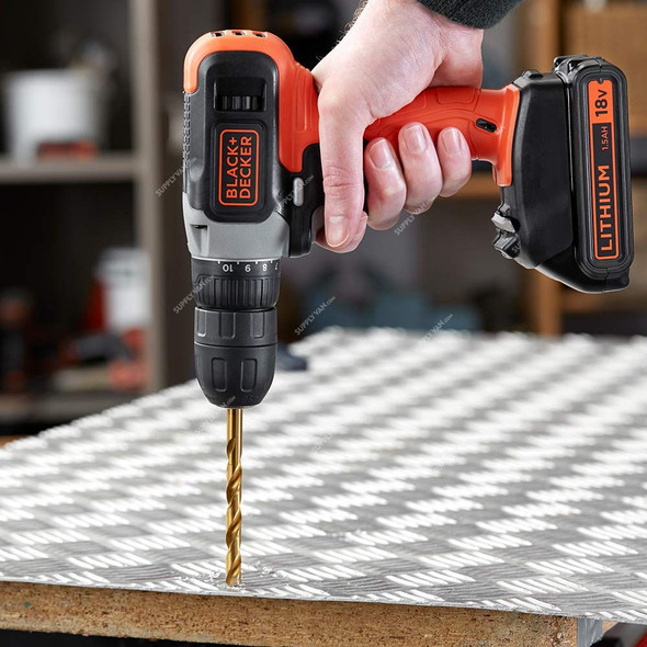 Black and Decker Drill Driver, BCD001C1-GB, 18V Lithium-ion, 600RPM