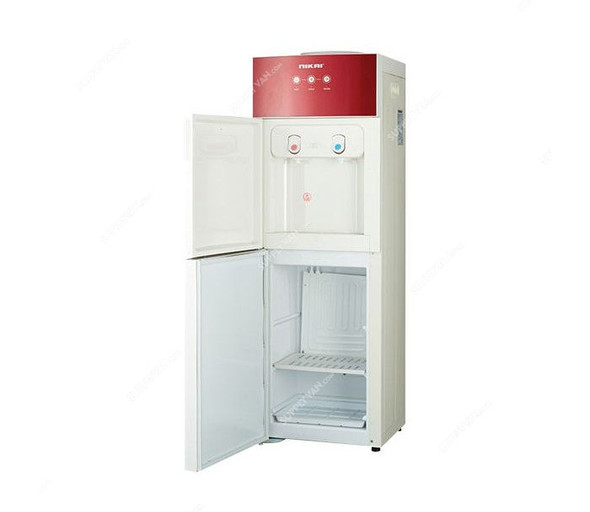 Nikai Water Dispenser With Cabinet, NWD1508C, Glass Series, 16 Liters, 2 Tap, Red and White