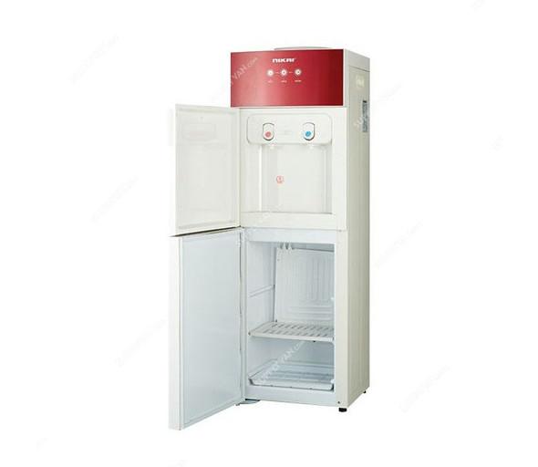 Nikai Water Dispenser W/ Refrigerator, NWD1506R, 16 Liters, 2 Tap, Red and White