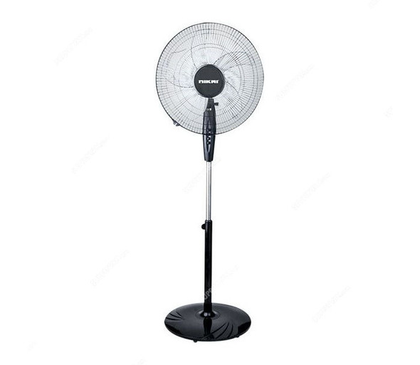 Nikai Pedestal Fan, NPF1631T, 5 Leaf, 16 Inch, White and Grey