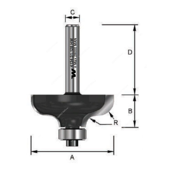 Witox Ogee Router Bit W/ Ball Bearing, 4134.31.128, TC, 31.8 x 12.7MM
