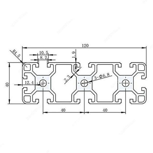 Extrusion Profile, 40120, 40 Series, T-Slot, Aluminium, 2000MM, Silver