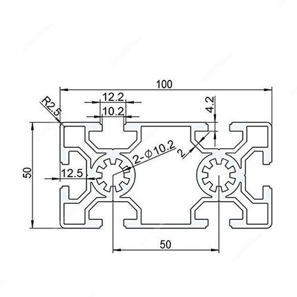 Extrusion Profile, 50100, 50 Series, T-Slot, Aluminium, 2000MM, Silver, PK4