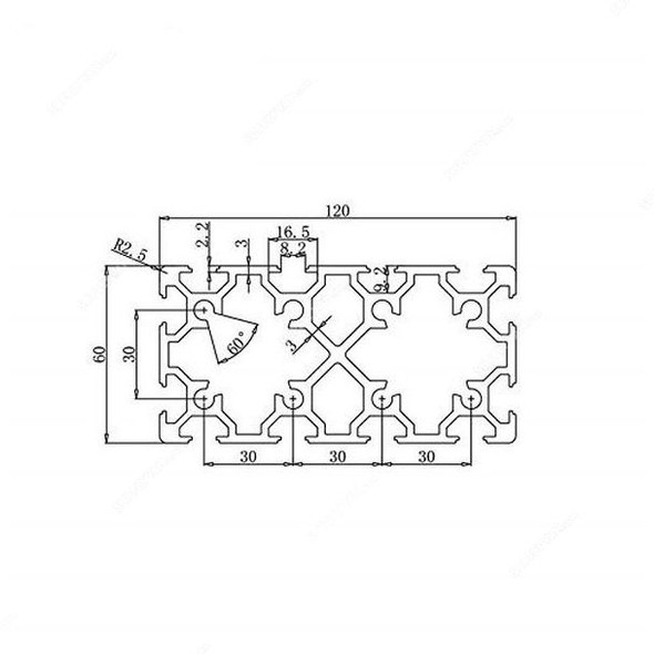 Extrusion Profile, 60120, 30 Series, T-Slot, Aluminium, 2000MM, Silver