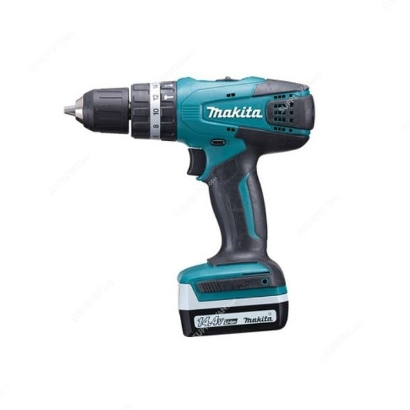 Makita Percussion Drill Driver, HP347DWE, Cordless, Li-Ion, 14.4V, 6PCS