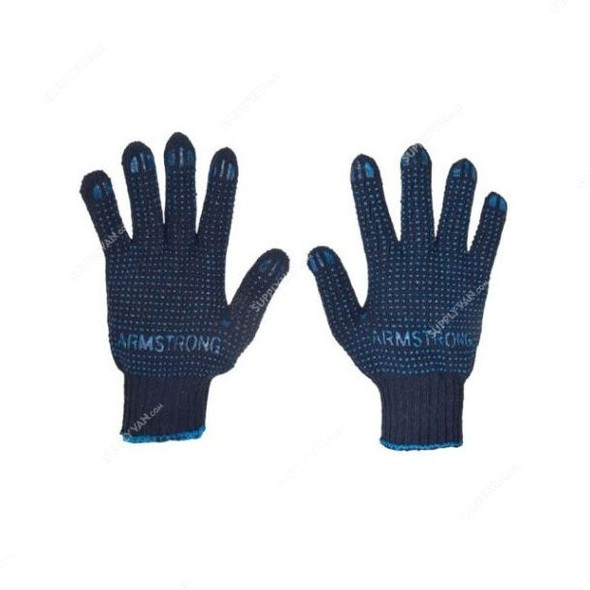 Armstrong Double Side Dotted Gloves, MRS, Cotton, Navy Blue, PK12