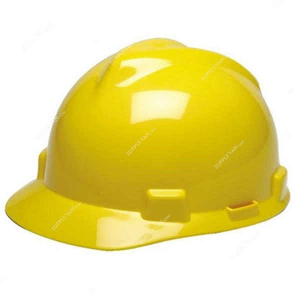 MSA Safety Helmet With Ratchet Suspension, N118240199, Polyethylene, Yellow