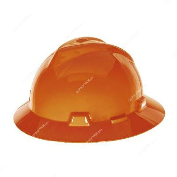MSA Safety Helmet With Ratchet Suspension, N118240199, V-GARD, Polyethylene, Orange
