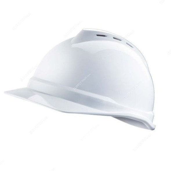 MSA Safety Helmet With Ratchet Suspension, N118240812, Polyethylene, White