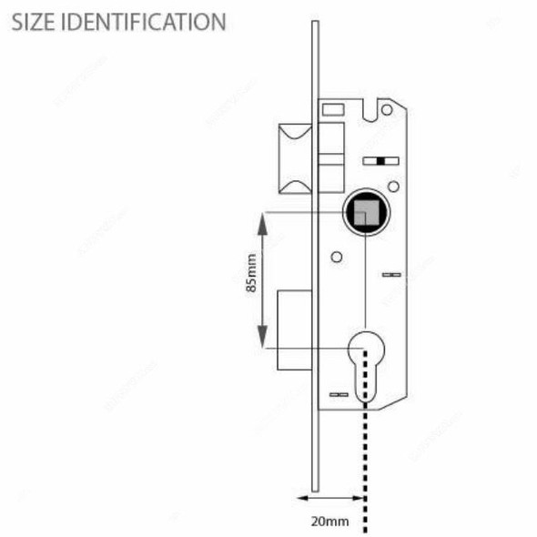 Tuf-Fix Mortise Door Lock, 11T103-ALU, Chrome Plated Steel, 20 x 85MM, Yellow