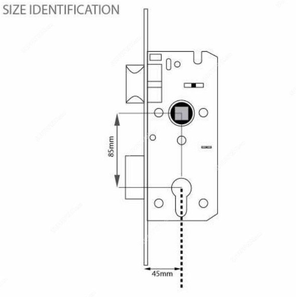 Tuf-Fix Mortise Door Lock, 11T9011-45YP, Brass Plated Steel, 45 x 85MM, Yellow