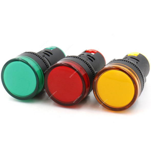 Baomain LED Indicator Pilot Lamp, AD16-22D-S, 110VAC, 3PCS