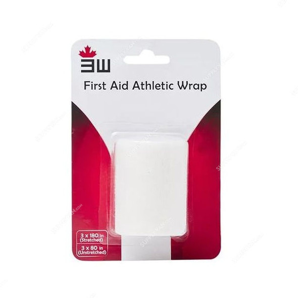 3W Self-Adhesive Athletic Wrap, NO-59, 7.5CM Width x 4 Mtrs Length, White