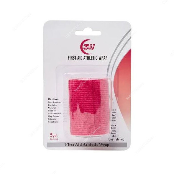 3W Self-Adhesive Athletic Wrap, NO-65, 7.5CM Width x 4 Mtrs Length, Red