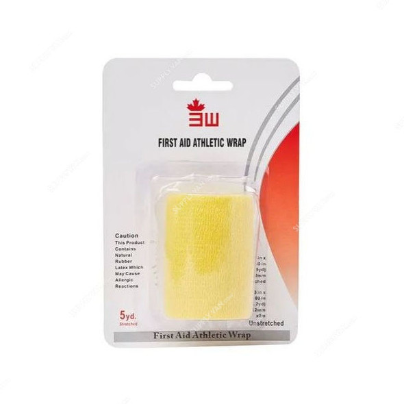 3W Self-Adhesive Athletic Wrap, NO-62, 7.5CM Width x 4 Mtrs Length, Yellow