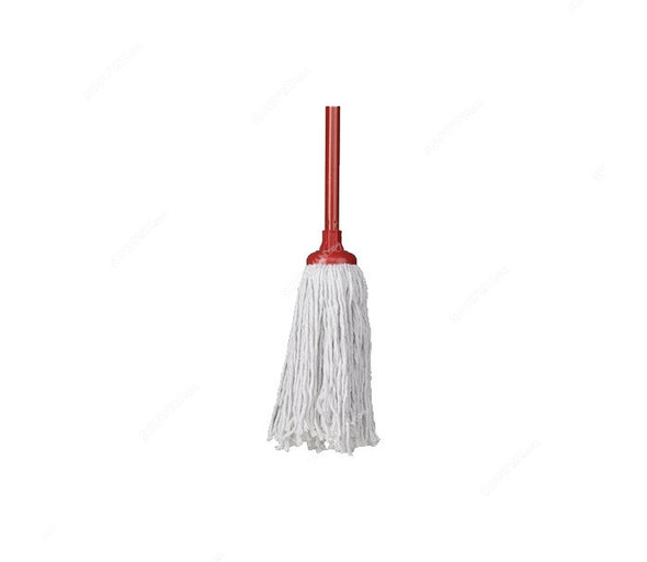 Britemax Round Mop W/ Stick, WM-313, Cotton, 350g, Red