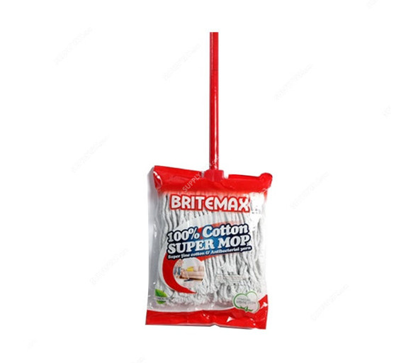 Britemax Super Mop W/ Stick, WM-314, Cotton, 430g, Red