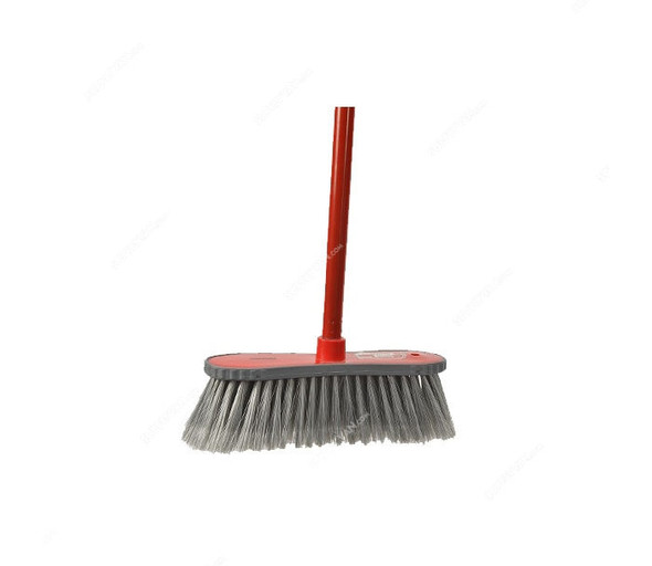 Britemax Broom Head W/ Stick, FB-411-OVEL, Red and Grey