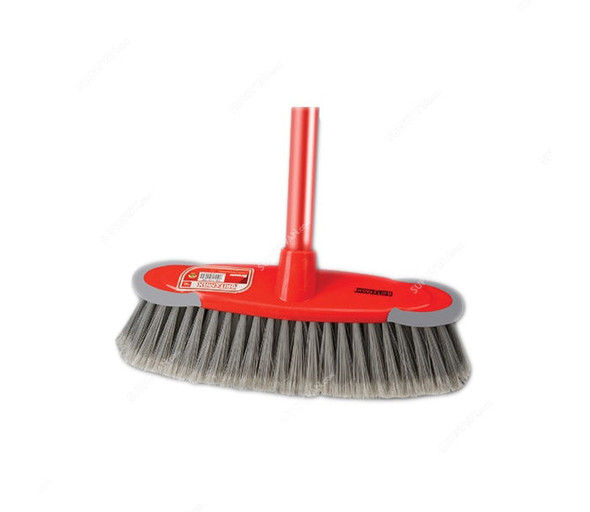 Britemax Broom Head With Stick, FB-415-SM, Red and Grey