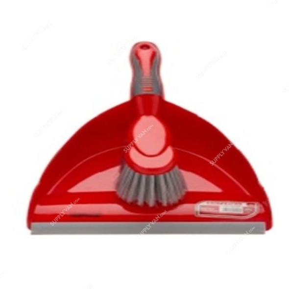 Britemax Dustpan With Brush, DP-701-BR, Plastic, Red