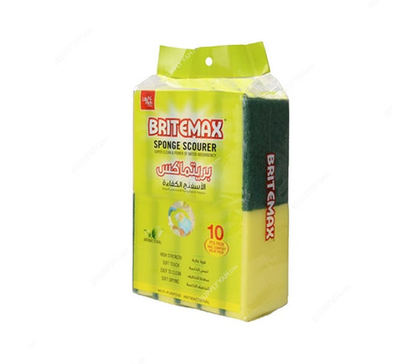 Britemax Sponge Scourer, BM 269 SS, Yellow and Green, PK10