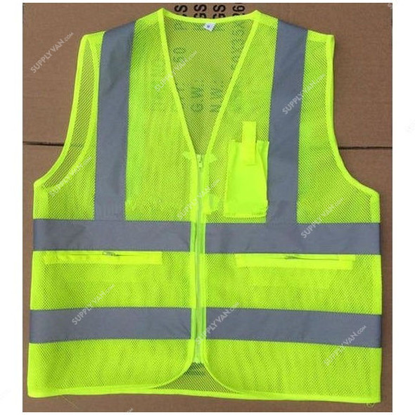 Safety Jacket, 3 Pocket, Net, N6, Green