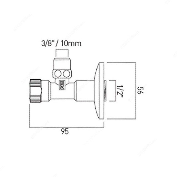 Vado Angle Valve, PEX-228A-C-P, Chrome Finish, Silver