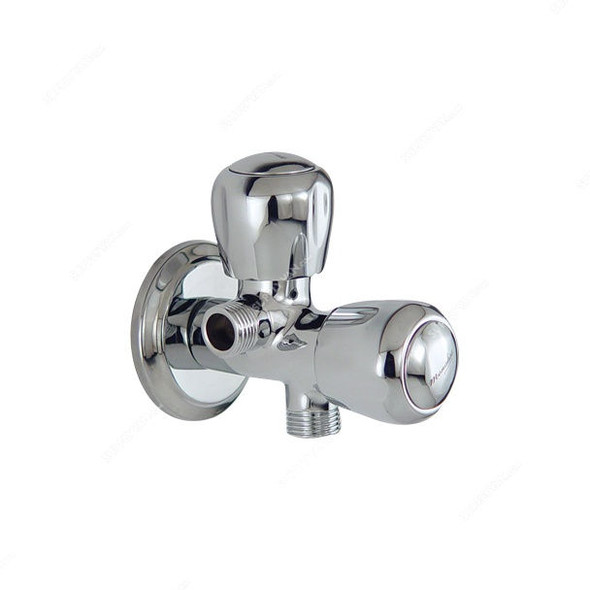 IPM Angle Valve With Flange, 186S, JP, Brass, 2 Way, Silver