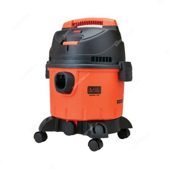 Black and Decker Wet and Dry Vacuum Cleaner, WDBD15-B5, 1400W, 15L, Orange and Black