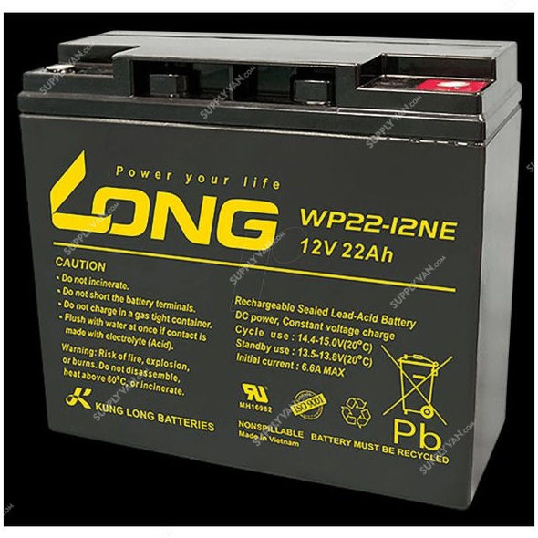 Long Valve Regulated Lead Acid Battery, WP22-12NE, 12V, 22Ah